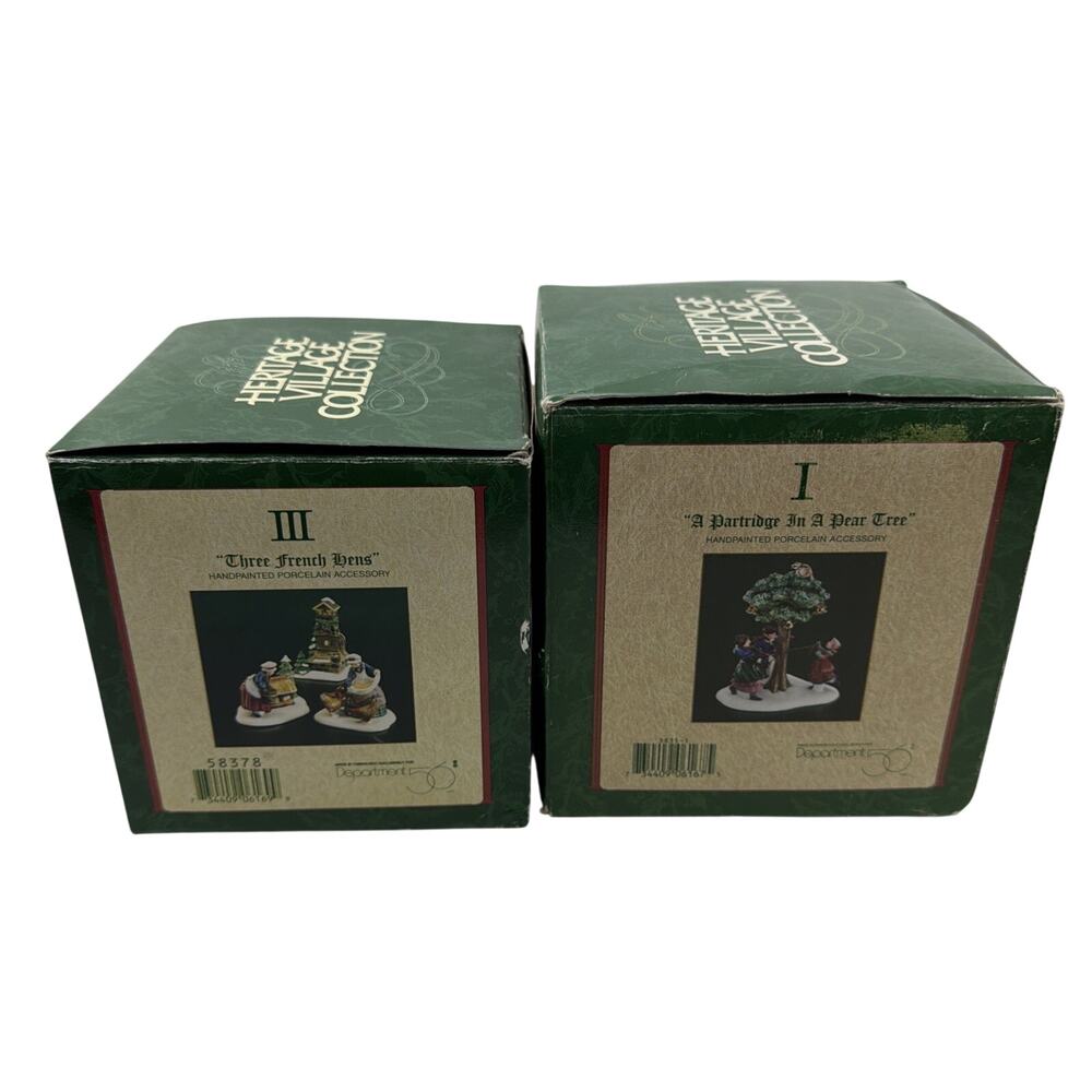 Dept 56 12 Days of Dickens Partridge in a Pear Tree & Three French Hens Set